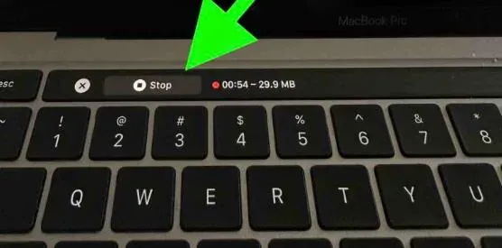 2. Use the Touch Bar to stop the recording if applicable