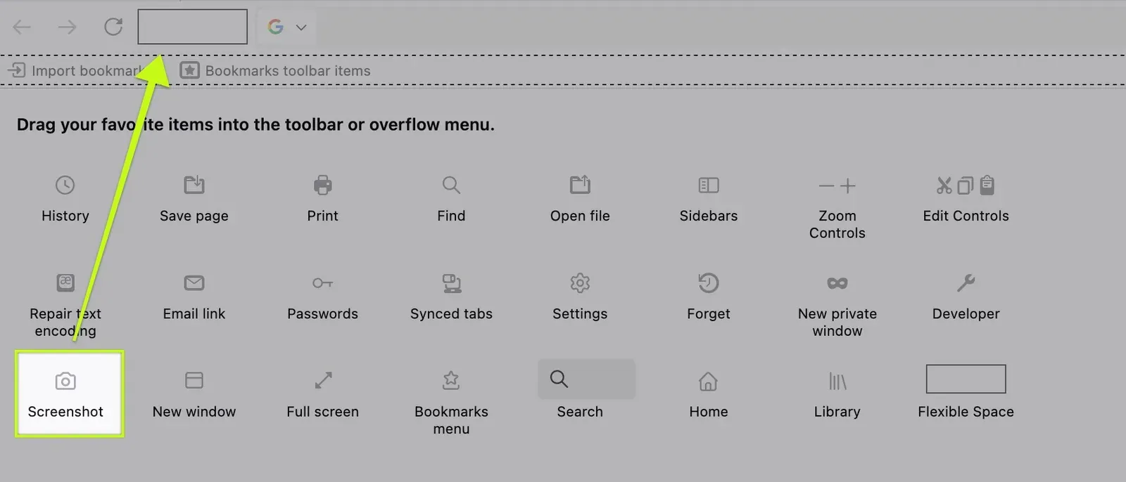 Screenshot in Firefox