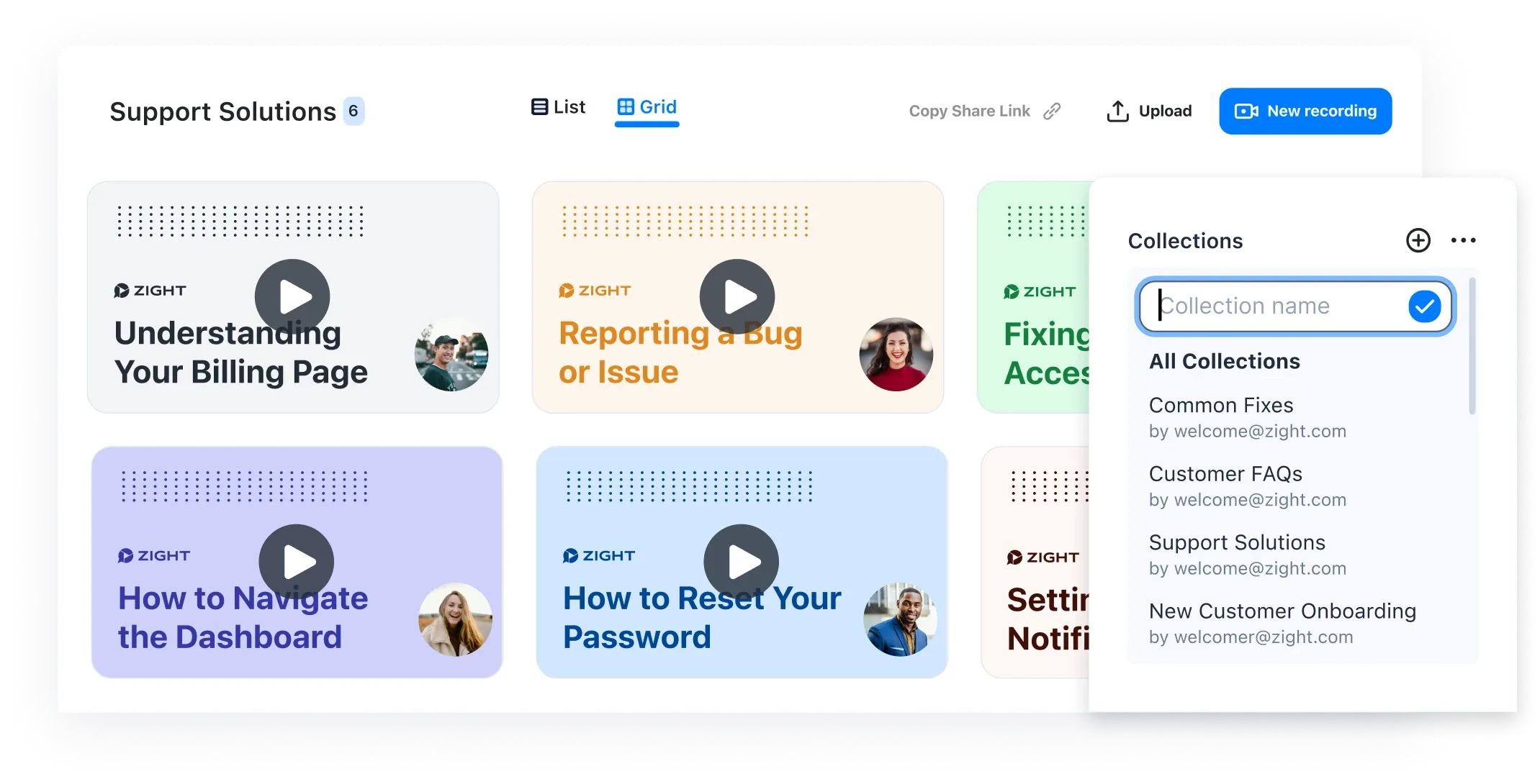 Creating a Zight collection from a library of support recordings