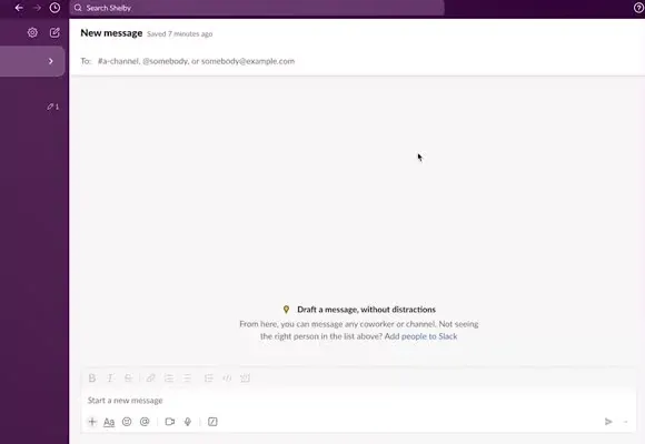 Open a message in Slack