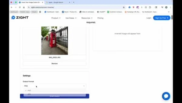 Preview the image and select your output format.