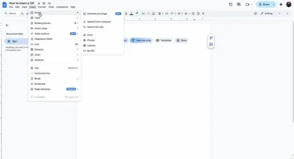 Navigate down to "Image" and select "Upload from computer".
