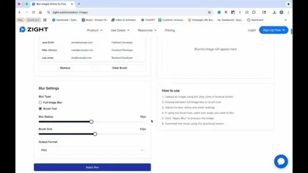 Choose Blurring Options