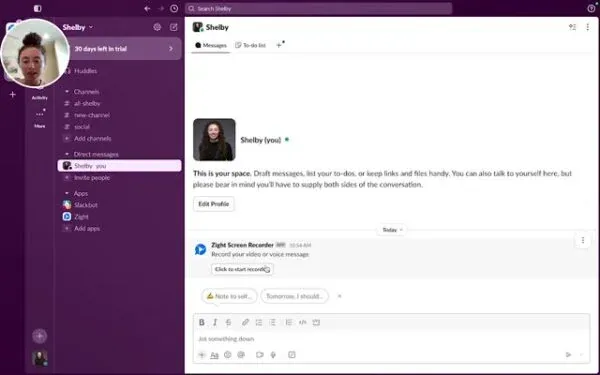 Click on "Click to start recording"