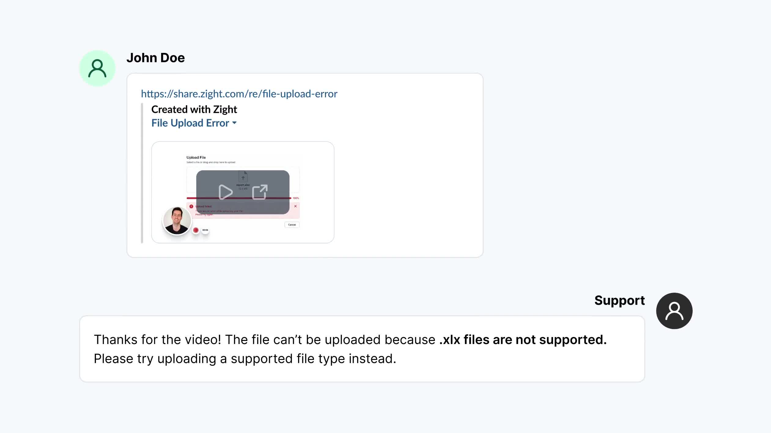 Frame from a Zight customer-help video
