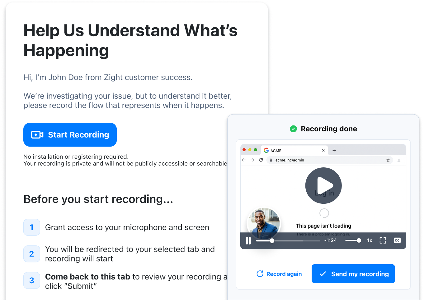 Record the issue in your browser