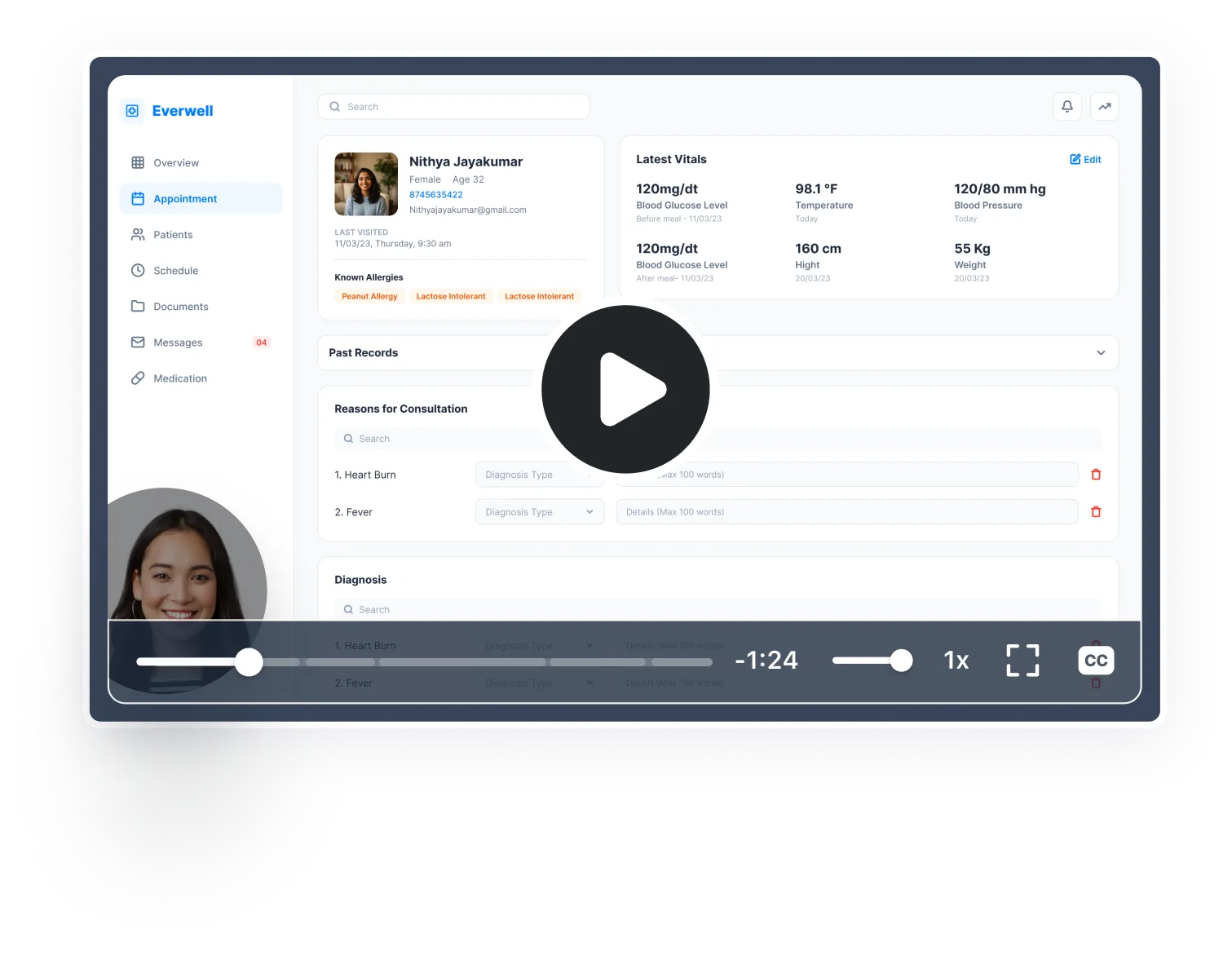 Recorded patient workflow in a healthcare dashboard