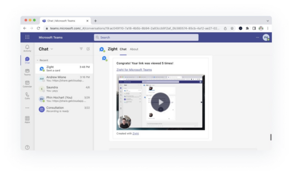 Zight file being shared in Microsoft teams