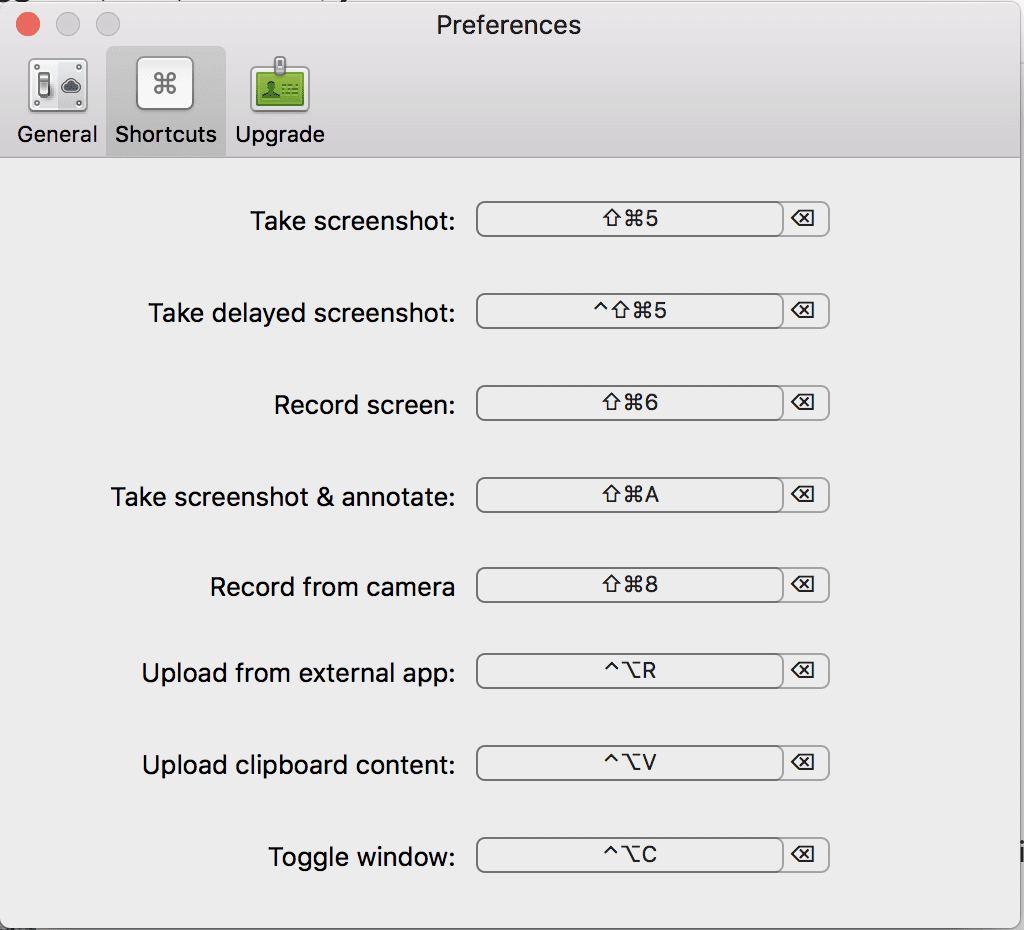 Zight Keyboard Shortcuts on Mac