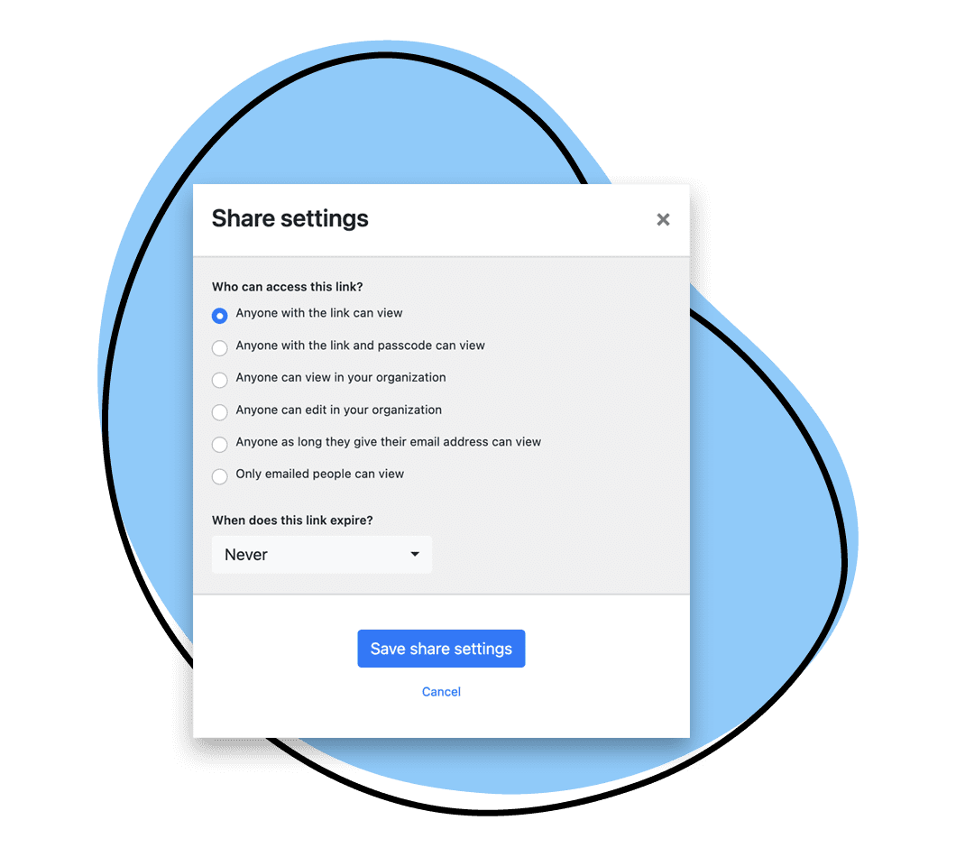 file sharing preferences options