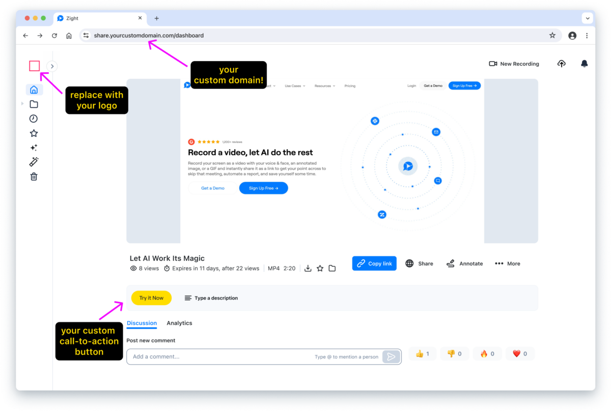 Zight's Custom Branding & Domain