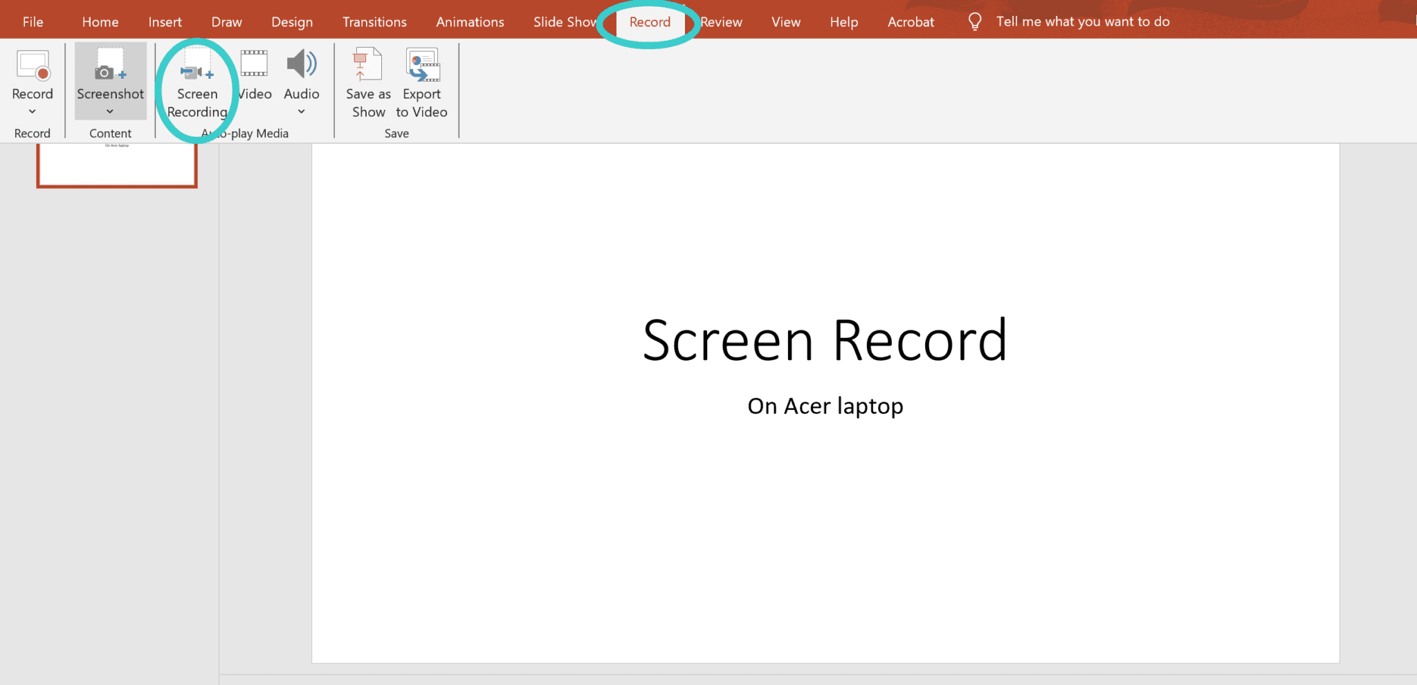 How to screen record on Acer with PowerPoint