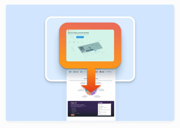 A visual representation of a scrolling screenshot, capturing the entire Zight landing page in a single, seamless view.