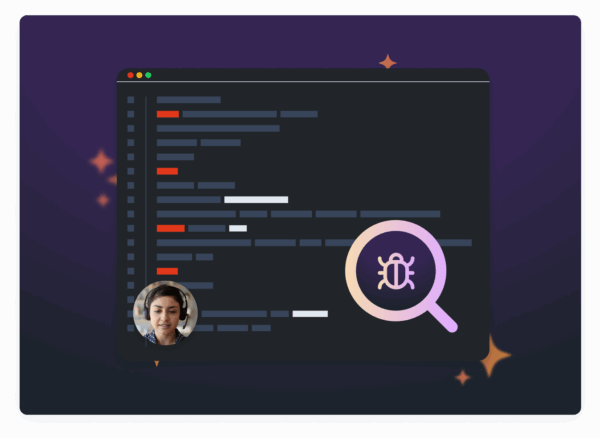 Zight’s Bug Report feature displaying code with highlighted errors and a live webcam feed for real-time explanation.