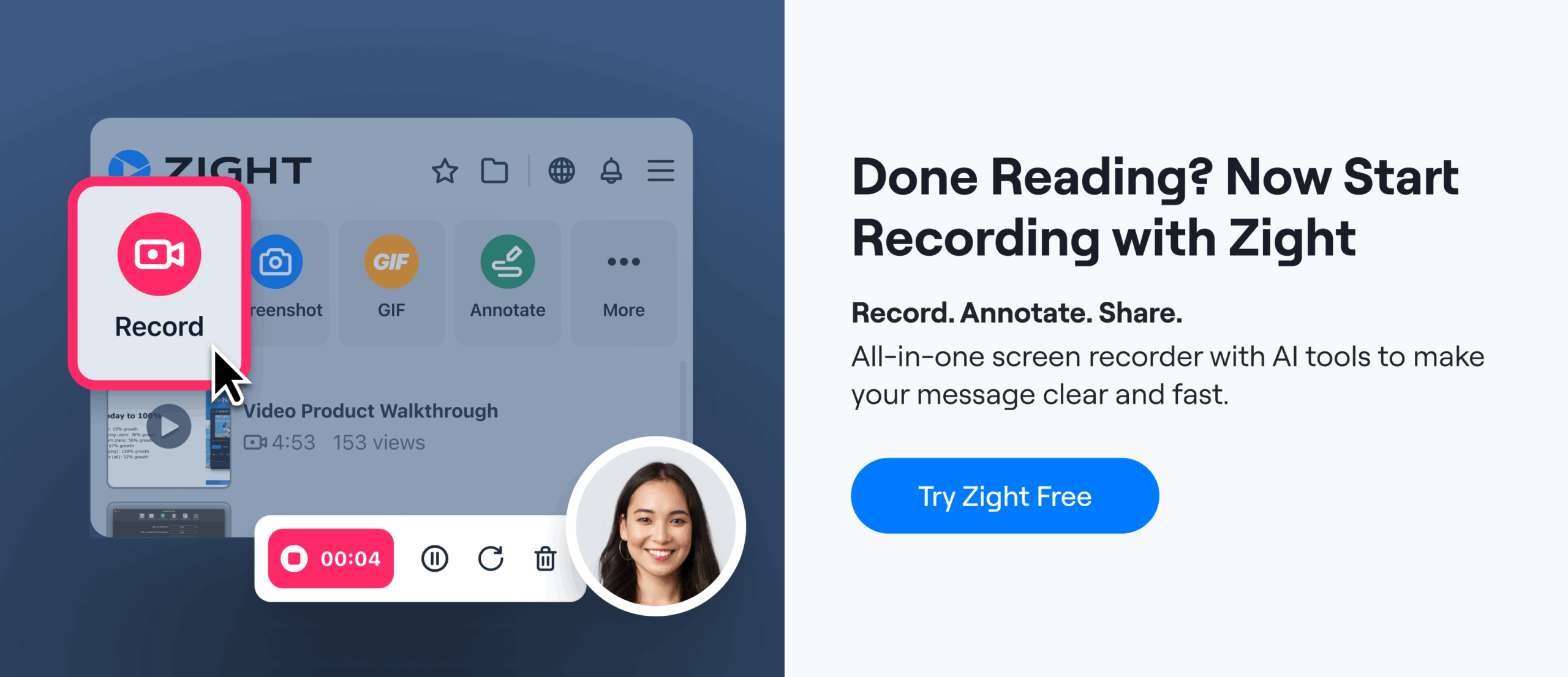 Zight's all-in-one screen recorder with AI tools to make your message clear and fast.