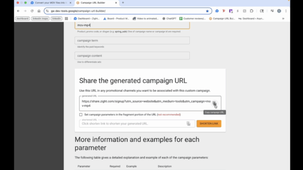 Copy the Campaign URL