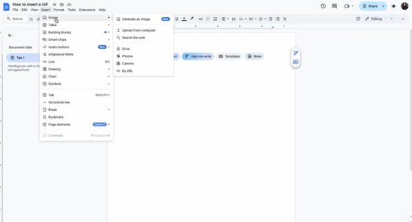 Navigate down to "Image" and select "Upload from computer".