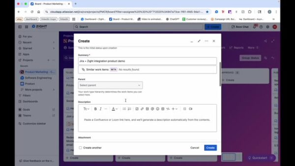 Select parent and add description if applicable