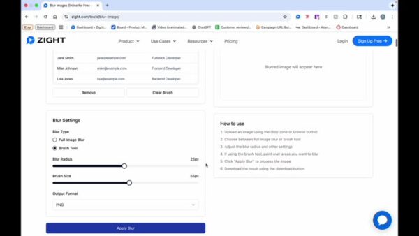 Choose Blurring Options