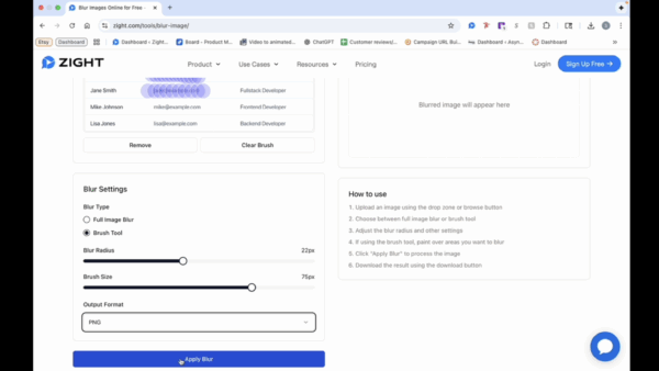 Apply the blur effect.