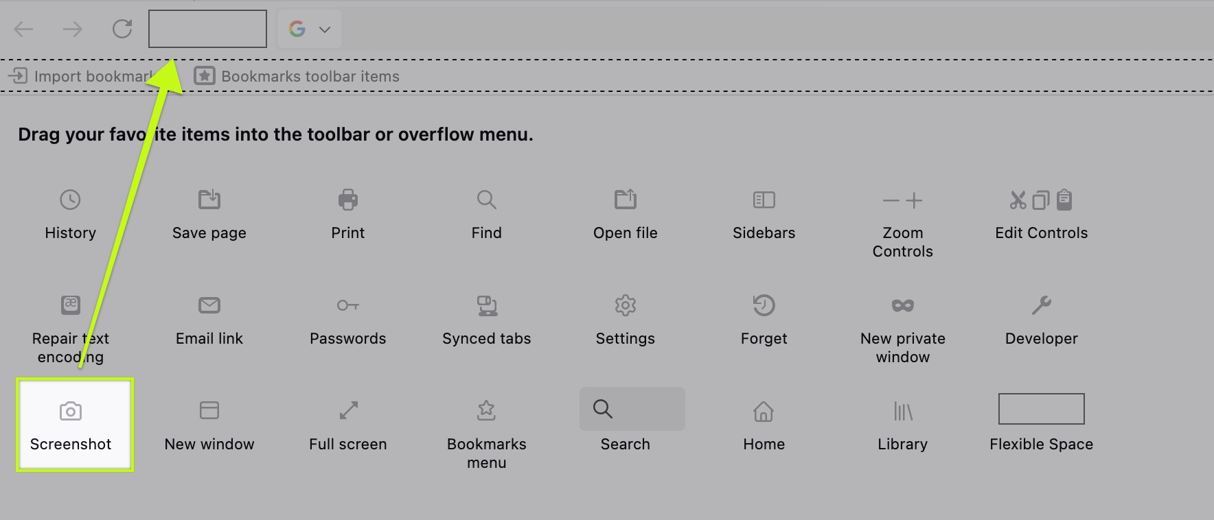 Screenshot in Firefox