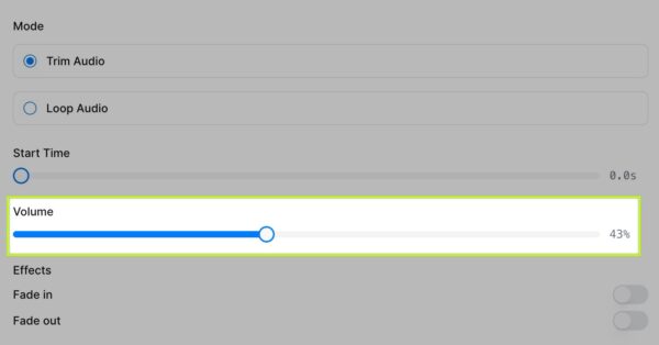 Add audio or music volume slider