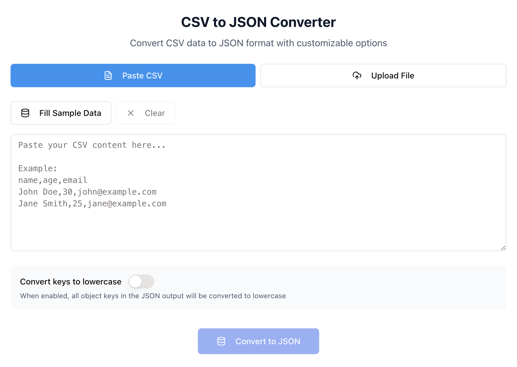 CSV to JSON convterter.