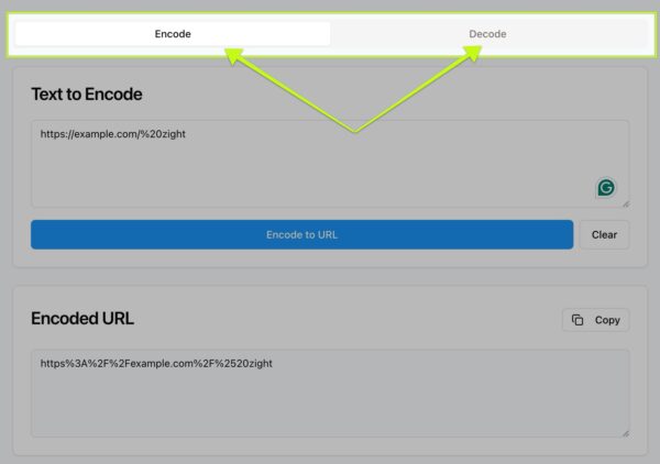 URL encode/decode option.