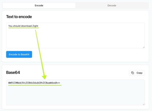 Encode to Base64 decode