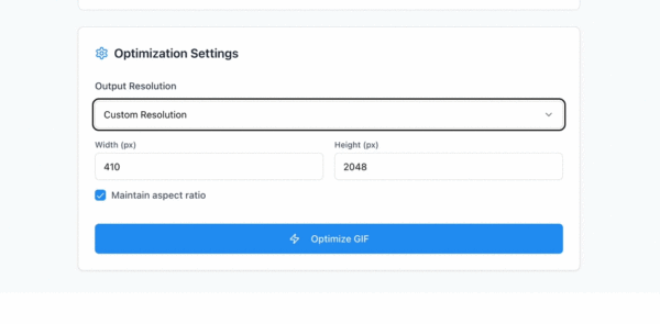 GIF compressor output resolution settings