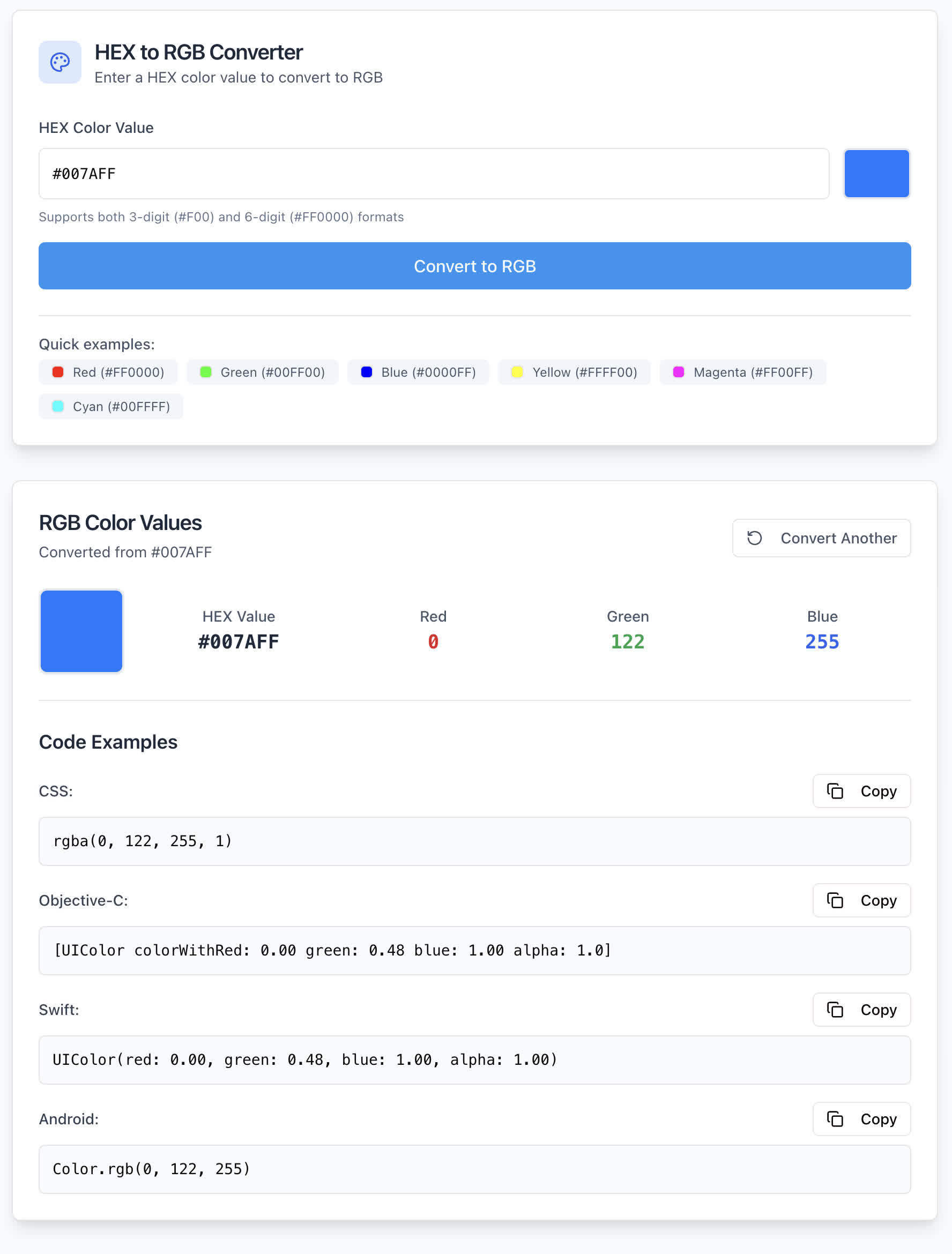 HEX to RGB converter.