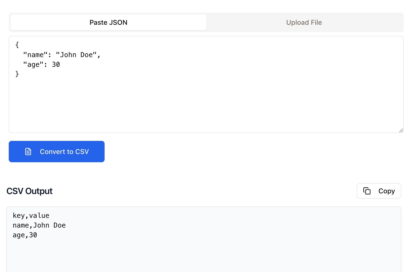 JSON to CSV converter.