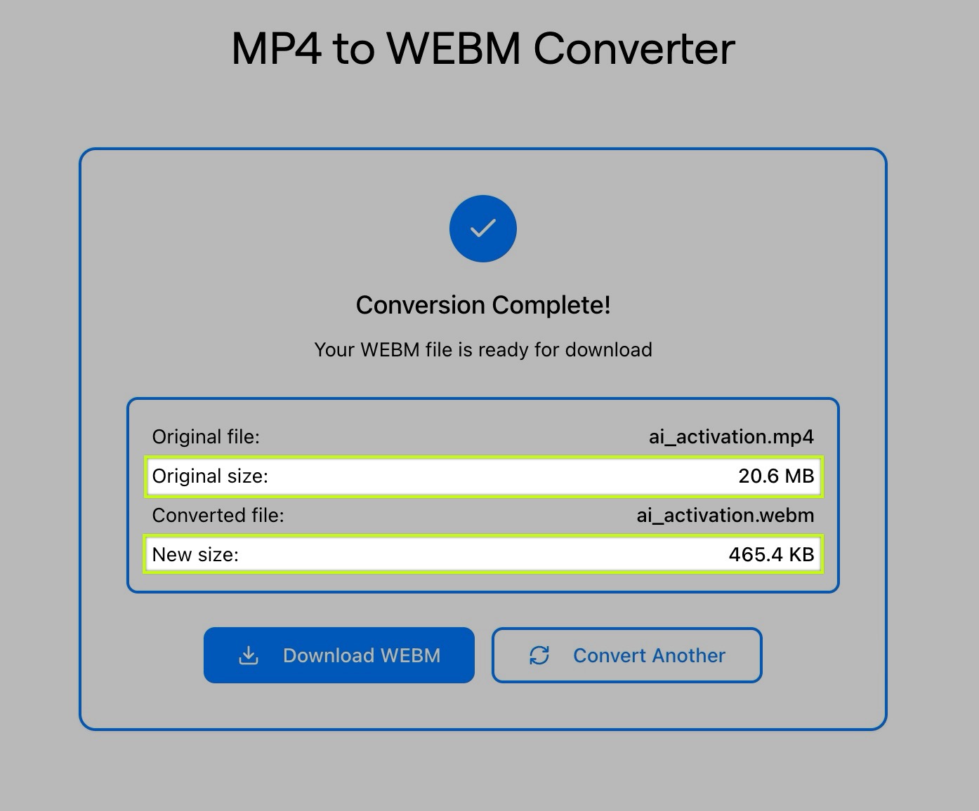 MP4 to WebM converter focusing on size.