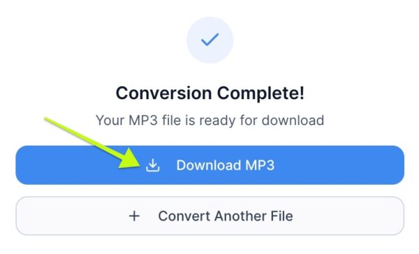 MPEG to MP3 converter, focusing on the download button.