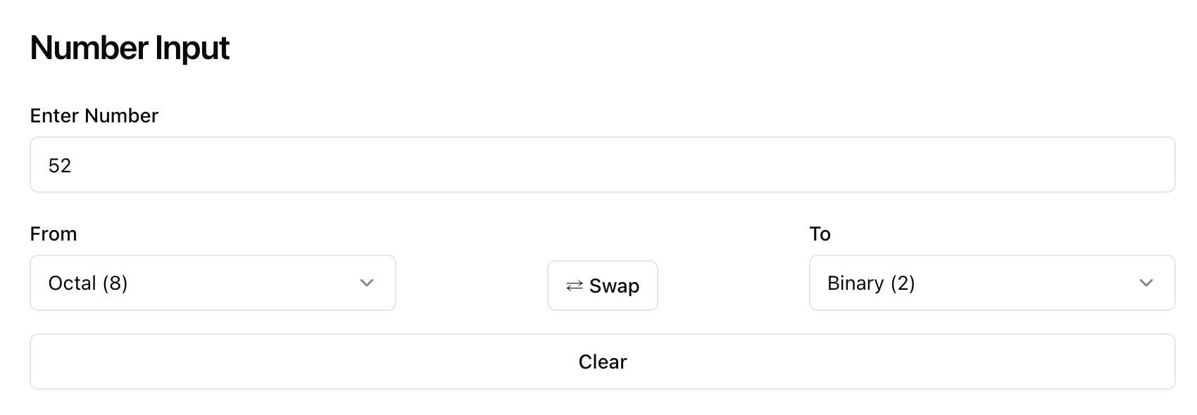 Number Base Changer number input.
