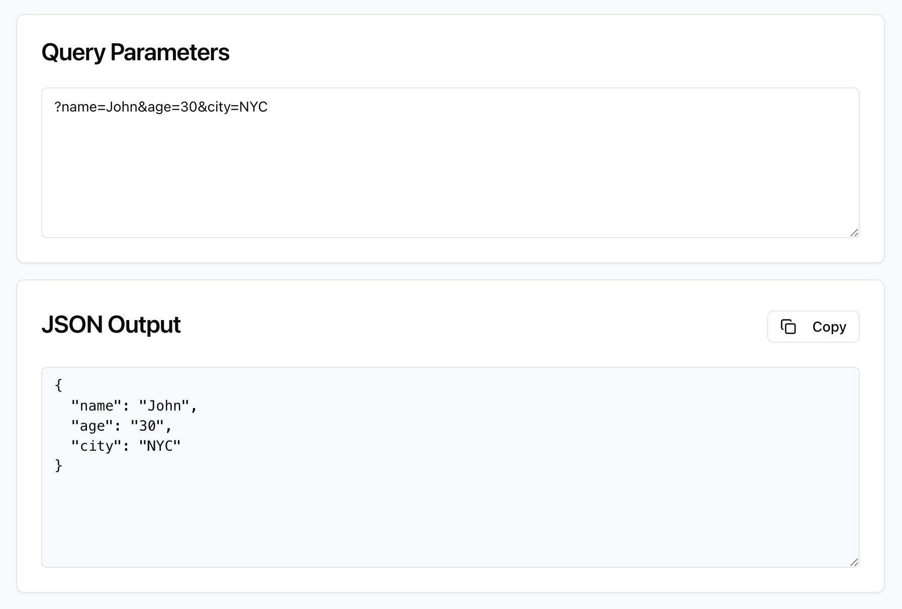 Query params to JSON converter.