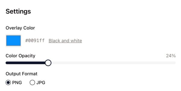 Recolor image overlay settings.