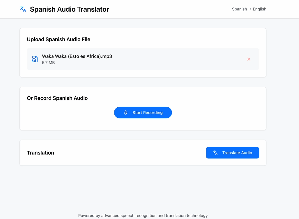 Spanish audio translator demo.