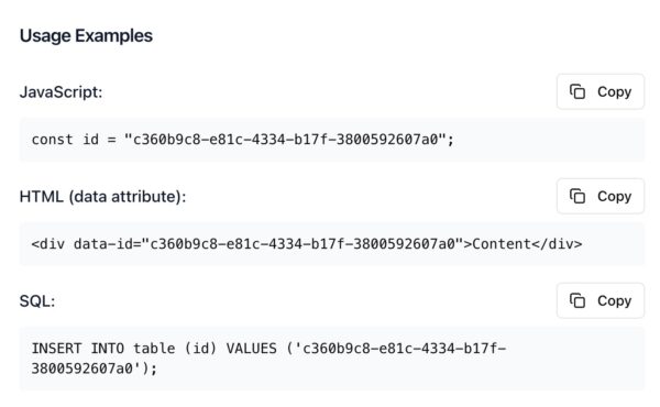 UUID Generator Usage Examples