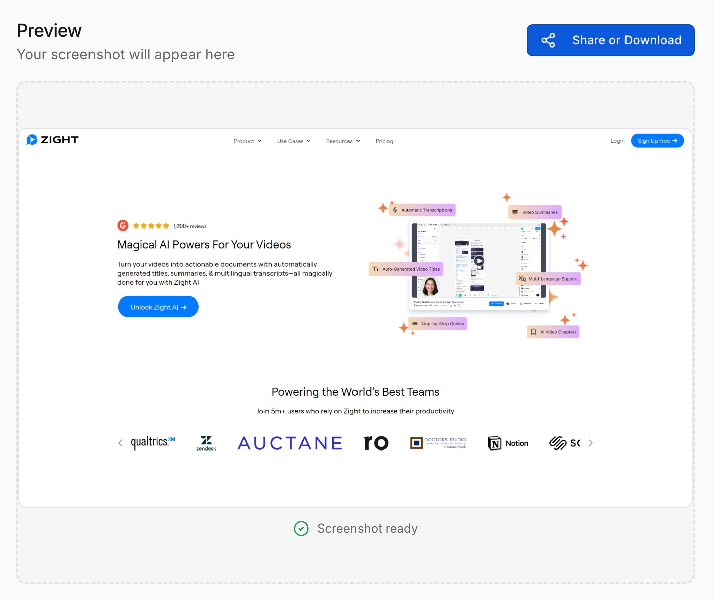 Website screenshot tool preview.