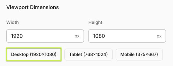 Website screenshot tool viewport dimensions.