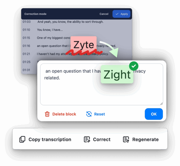 Transcription correction