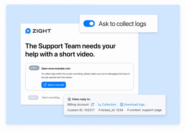Request video with data logs