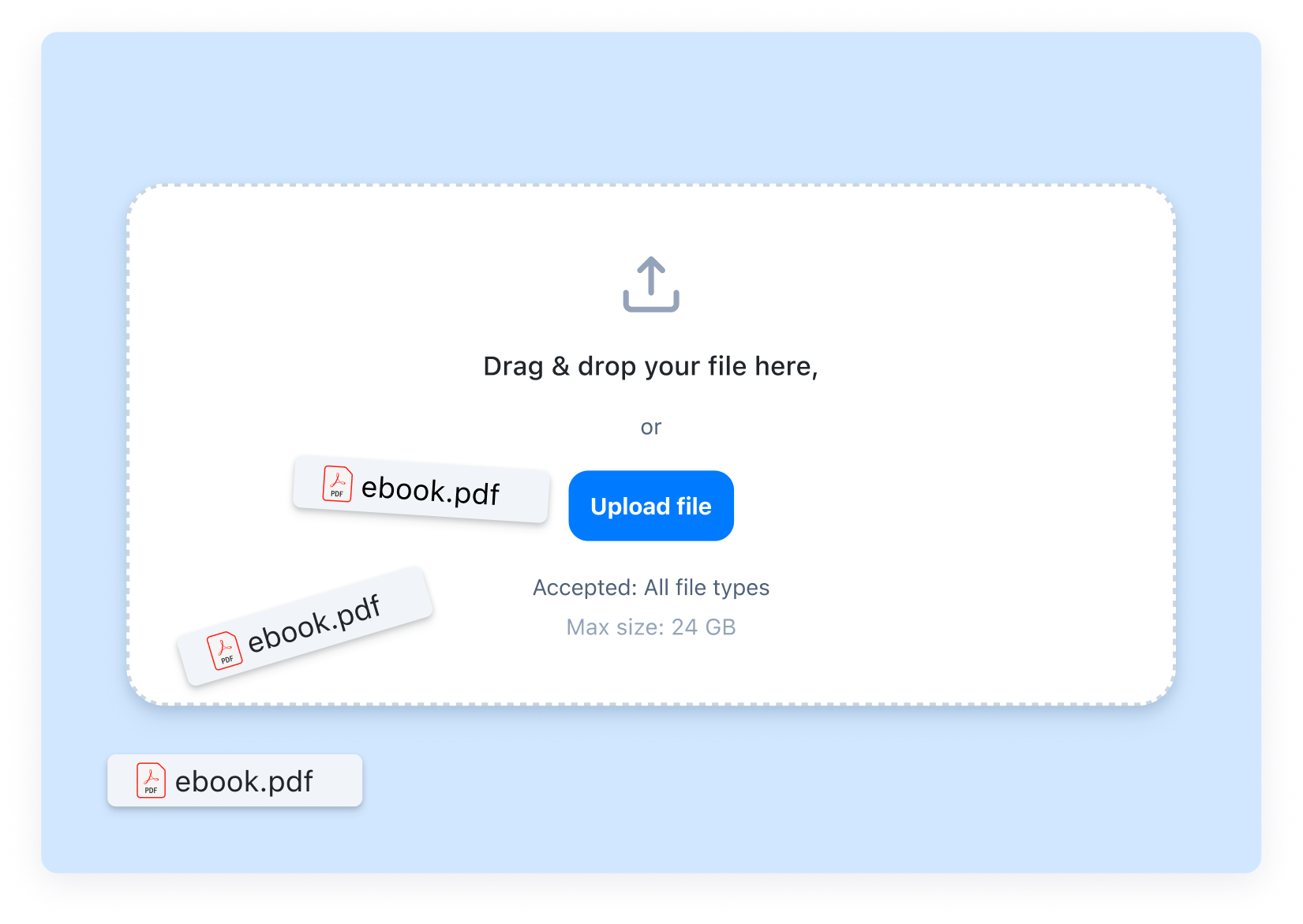 Dropping a file in the upload file area.