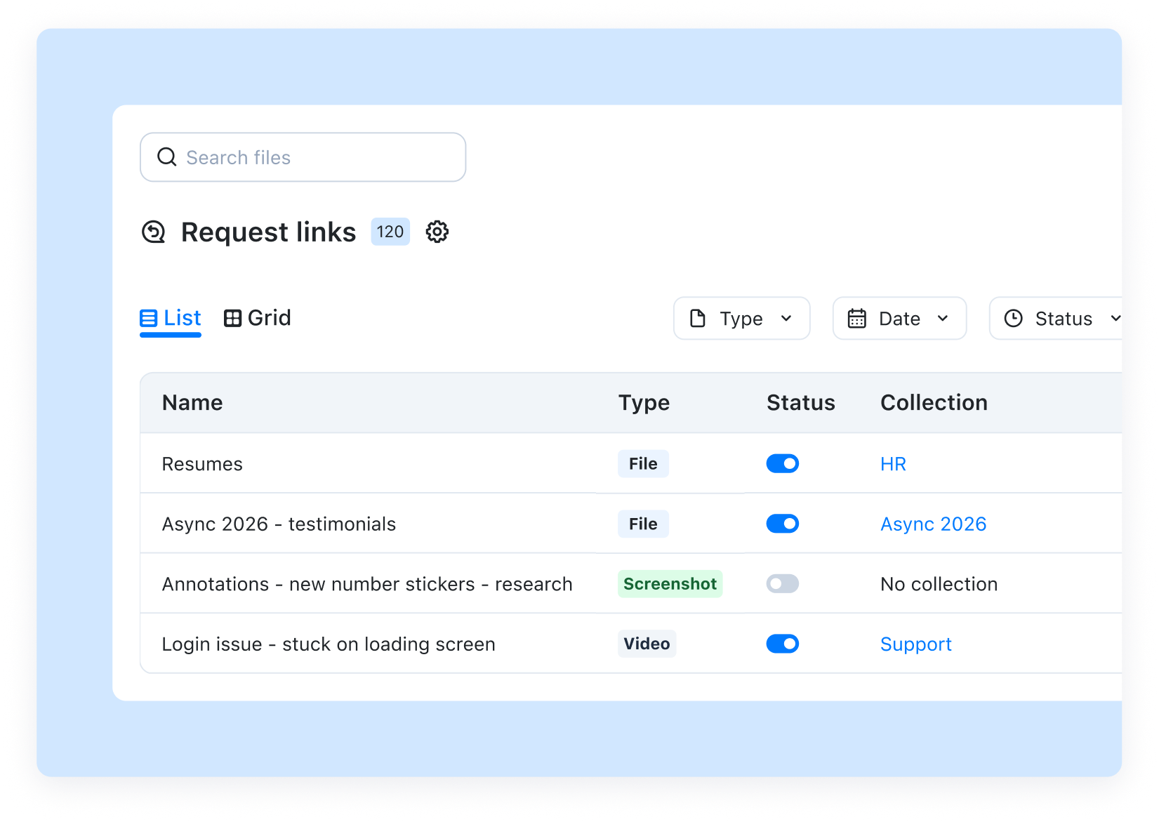 Request video dashboard
