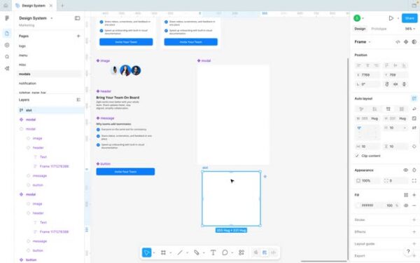 Adding auto layout to a frame in Figma.