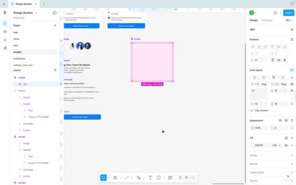 Converting a frame into a slot in Figma.
