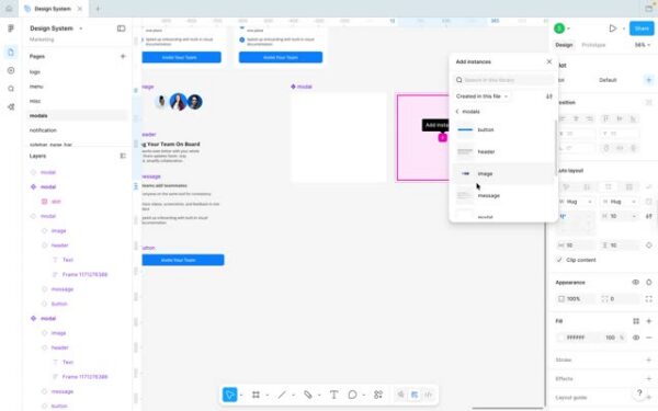 Creating an instance of a component.