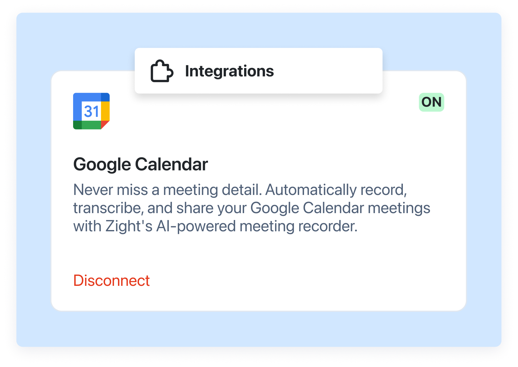 Google Calendar integration with Zight