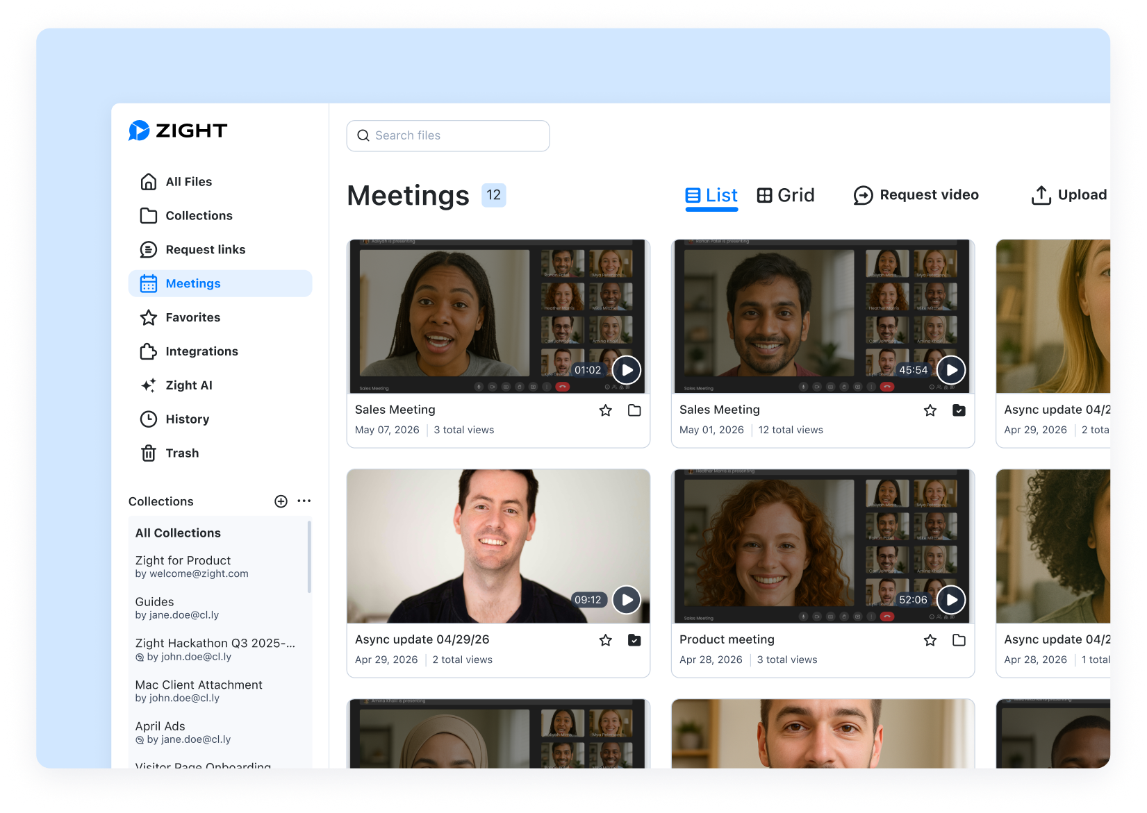 Meeting dashboard